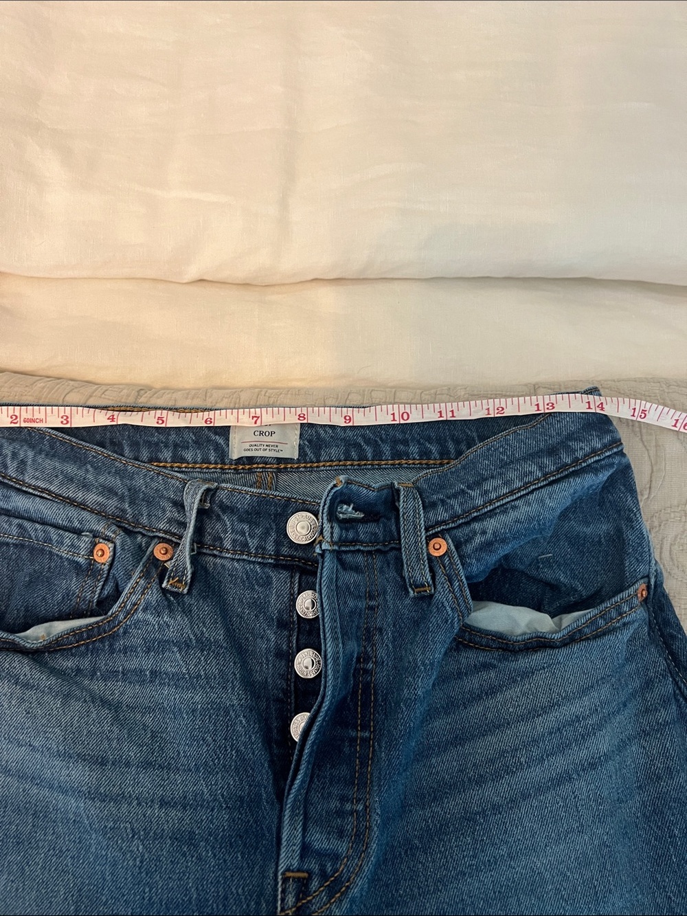 Levi's 501® Crop Straight Jeans in Medium Blue - Picture 6 of 9